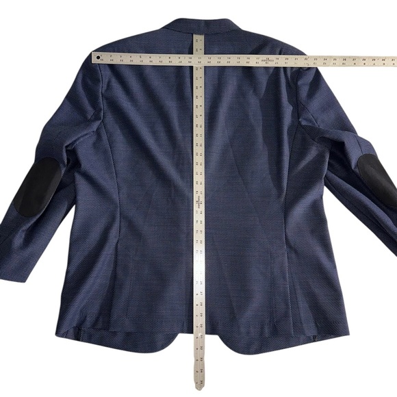 Hugo Boss | Men’s Navy Blue Virgin Wool Jaye Elbow Patch Sport Coat Blazer ~ 54R - Picture 12 of 13